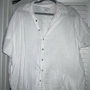 ACACIA Mombasa button up dress shirt in white NWOT